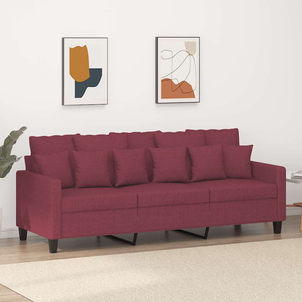 Canapé à 3 places Rouge bordeaux 180 cm Tissu - XIOS