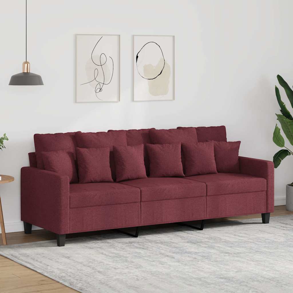 Canapé à 3 places Rouge bordeaux 180 cm Tissu - XIOS