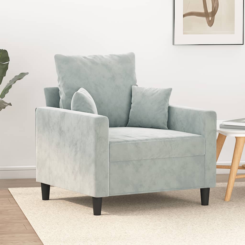 Fauteuil Gris clair 60 cm Velours - XIOS