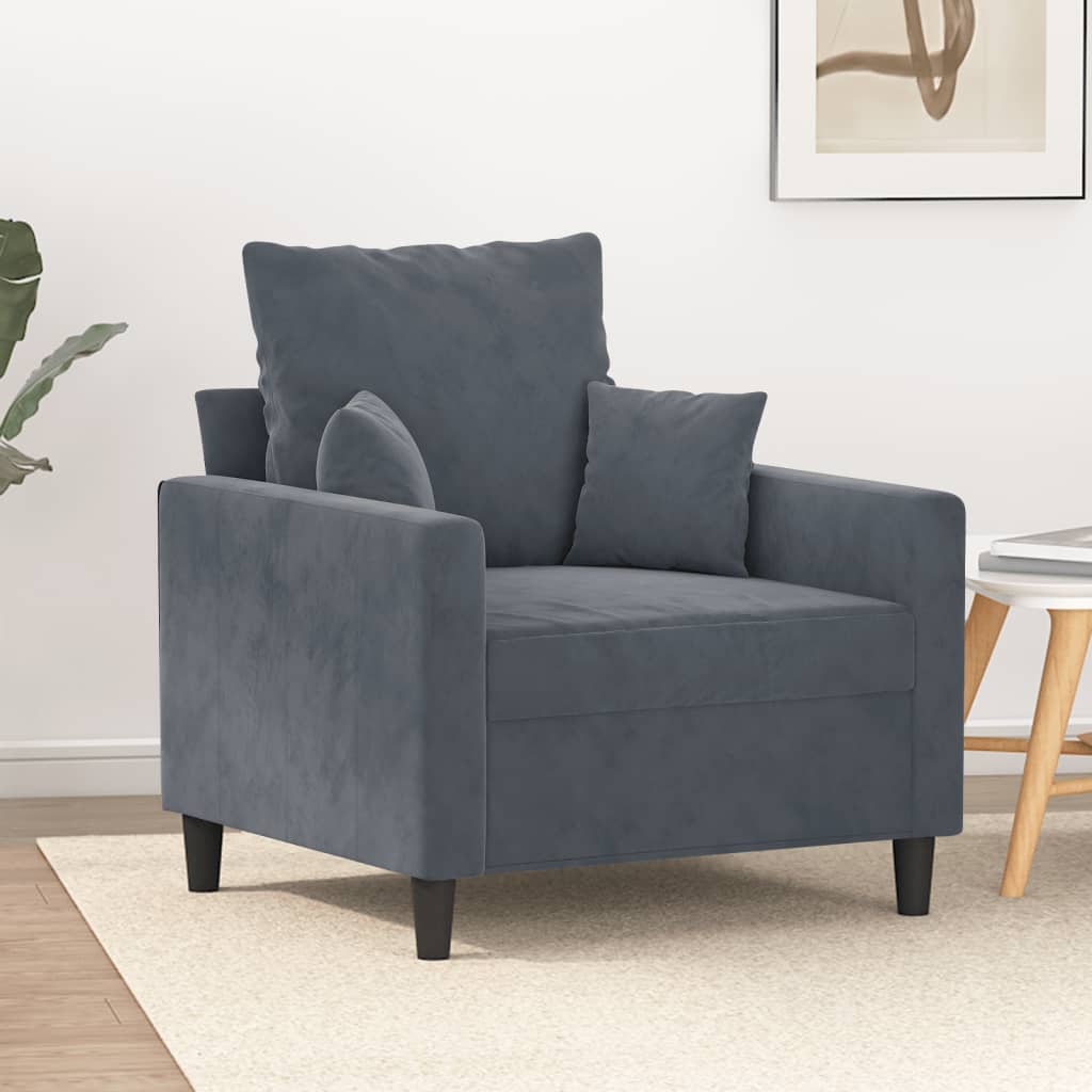 Fauteuil Gris foncé 60 cm Velours - XIOS