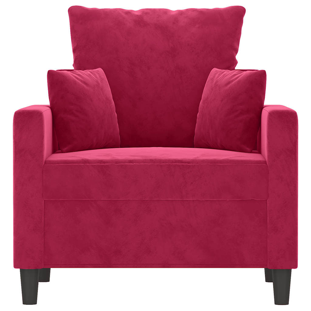 Fauteuil Rouge bordeaux 60 cm Velours - XIOS