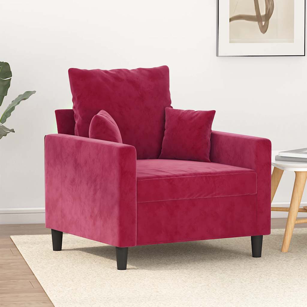 Fauteuil Rouge bordeaux 60 cm Velours - XIOS