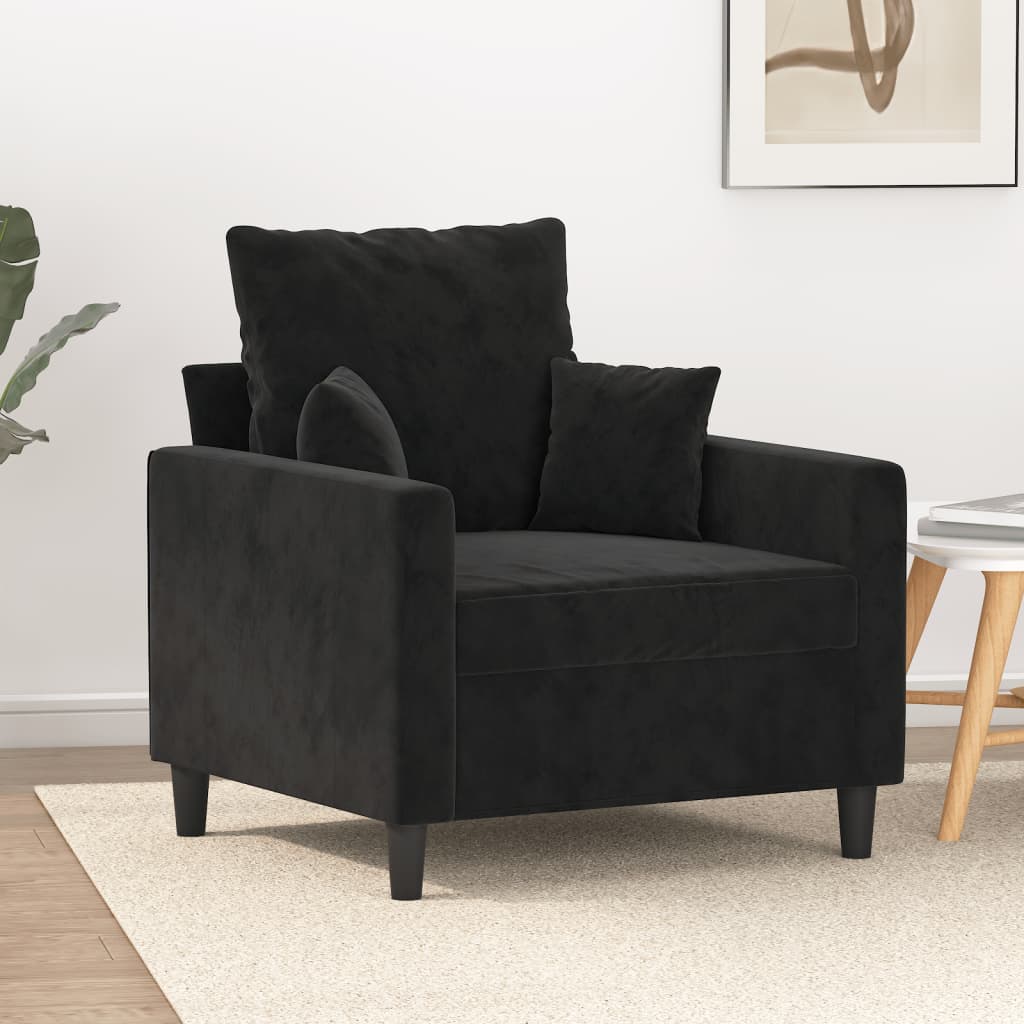 Fauteuil Noir 60 cm Velours - XIOS