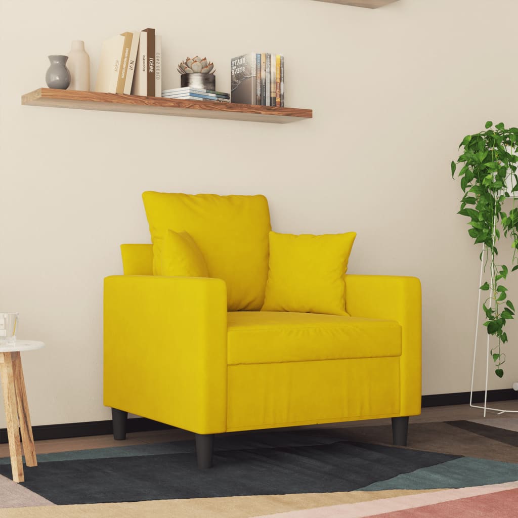 Fauteuil Jaune 60 cm Velours - XIOS