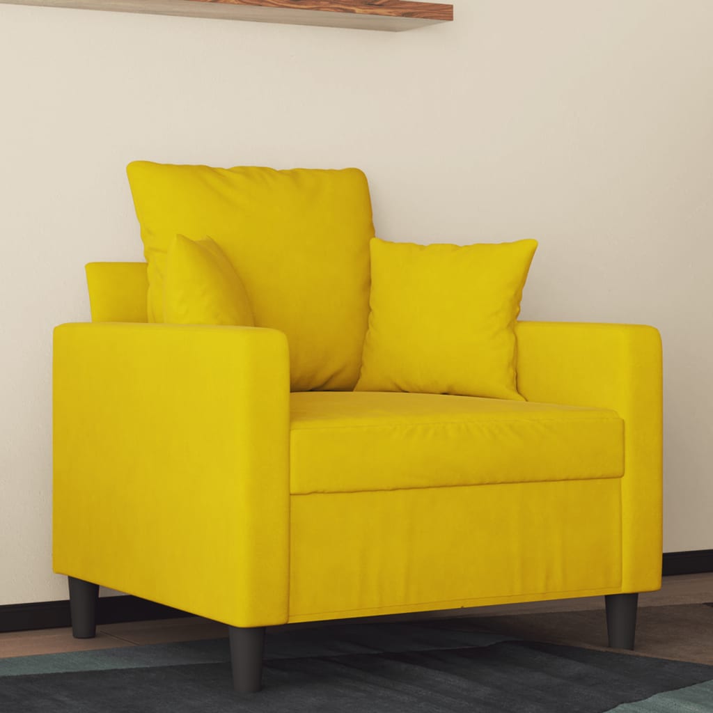 Fauteuil Jaune 60 cm Velours - XIOS