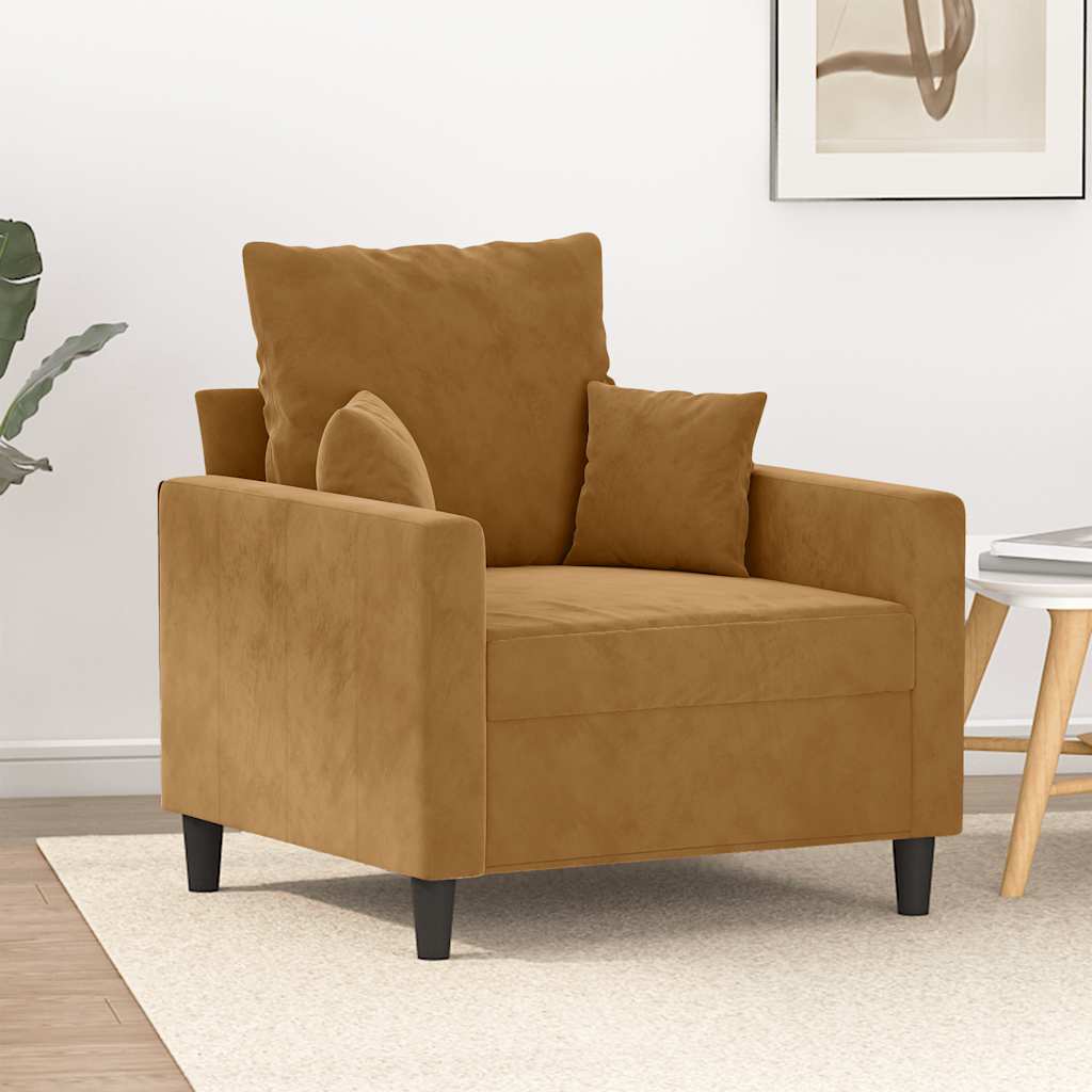 Fauteuil Marron 60 cm Velours - XIOS