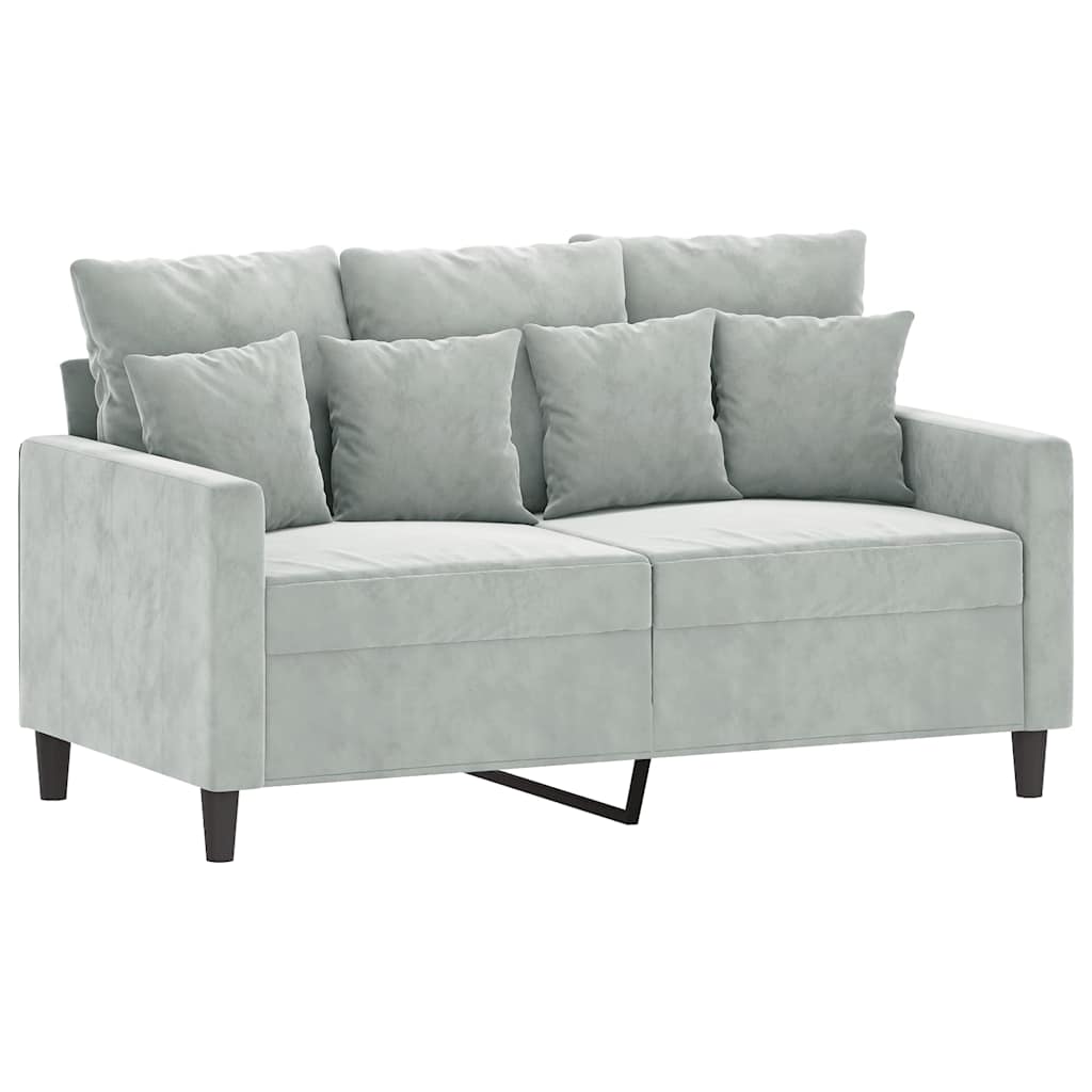 Canapé à 2 places Gris clair 120 cm Velours - XIOS