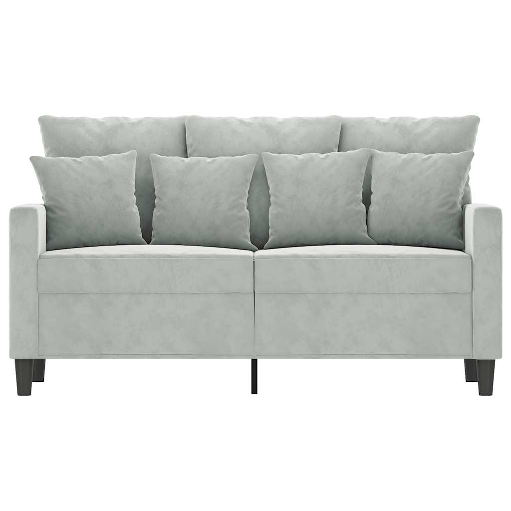 Canapé à 2 places Gris clair 120 cm Velours - XIOS