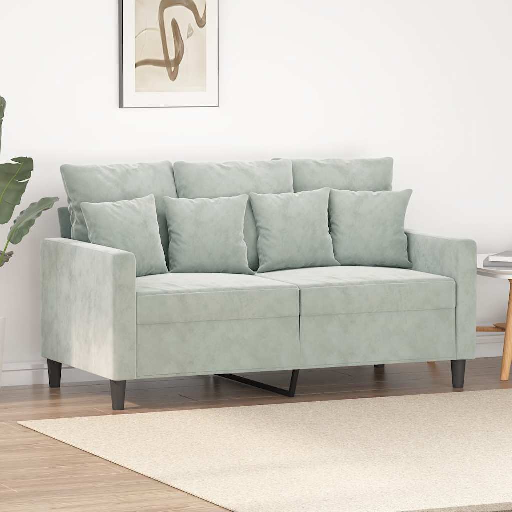 Canapé à 2 places Gris clair 120 cm Velours - XIOS