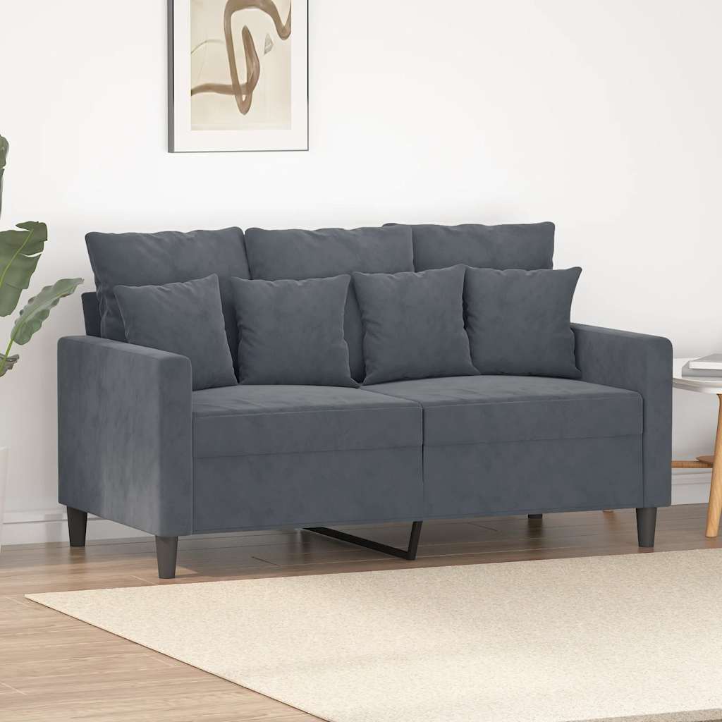 Canapé à 2 places Gris foncé 120 cm Velours - XIOS