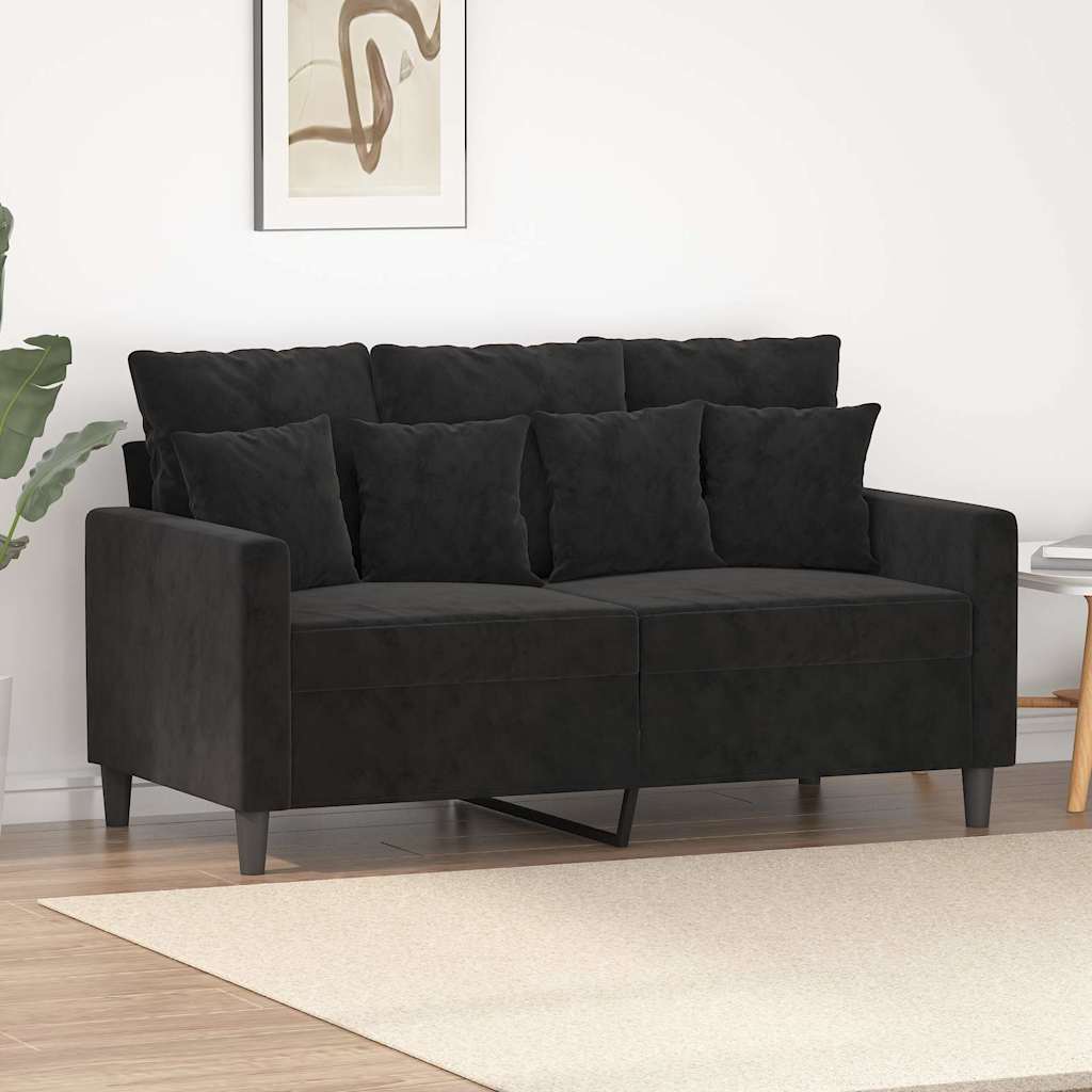Canapé à 2 places Noir 120 cm Velours - XIOS