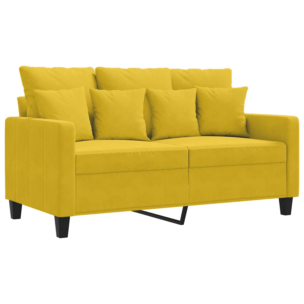 Canapé à 2 places Jaune 120 cm Velours - XIOS
