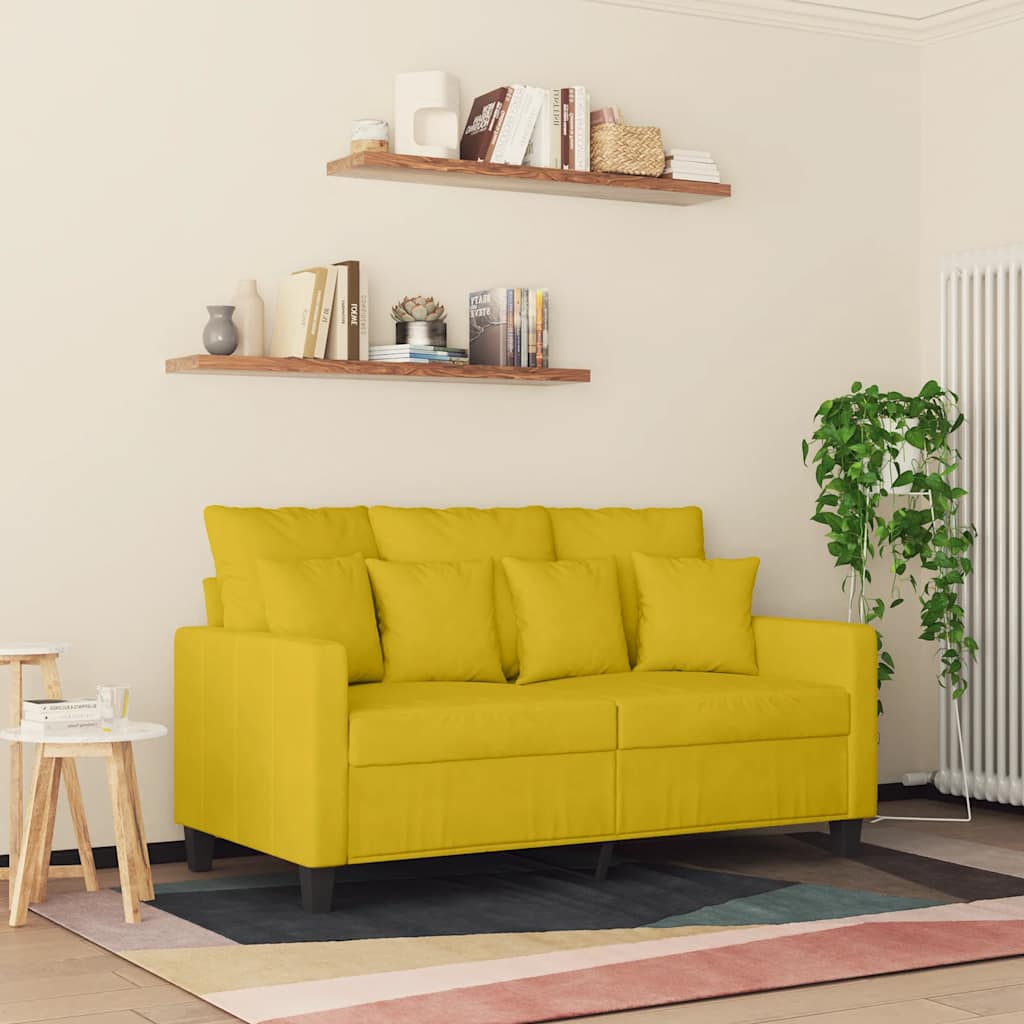 Canapé à 2 places Jaune 120 cm Velours - XIOS