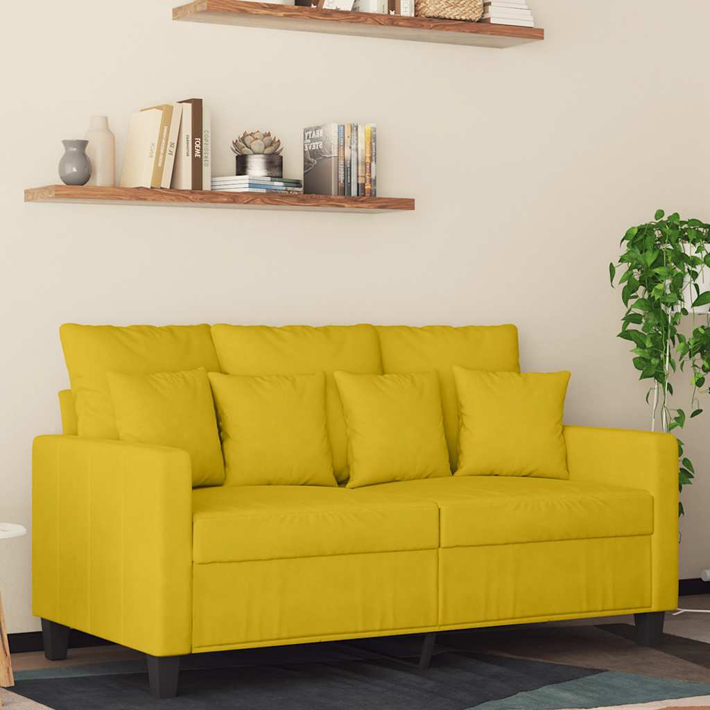 Canapé à 2 places Jaune 120 cm Velours - XIOS