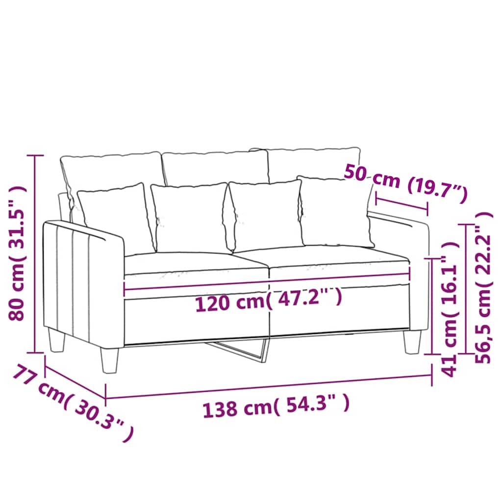 Canapé à 2 places Marron 120 cm Velours - XIOS