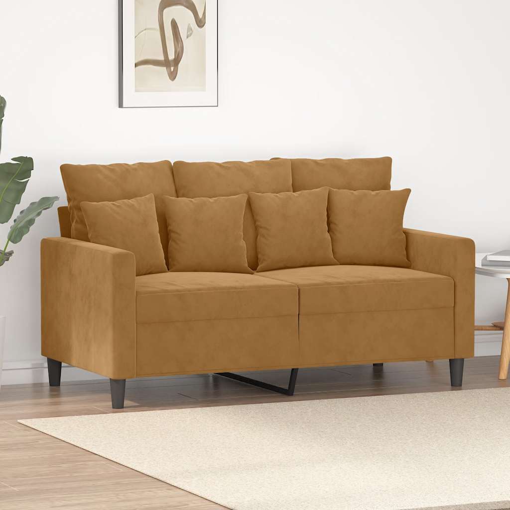 Canapé à 2 places Marron 120 cm Velours - XIOS