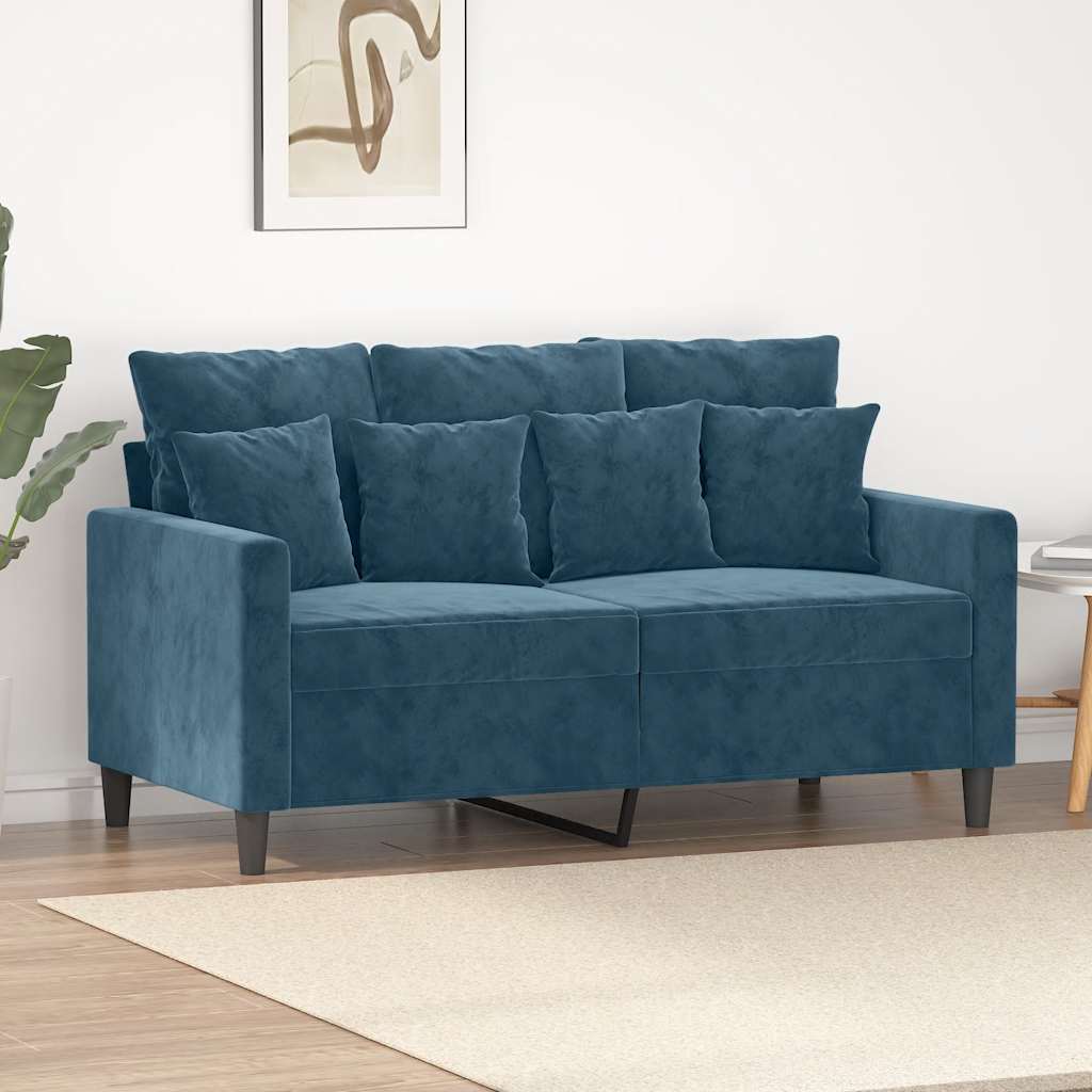 Canapé à 2 places Bleu 120 cm Velours - XIOS