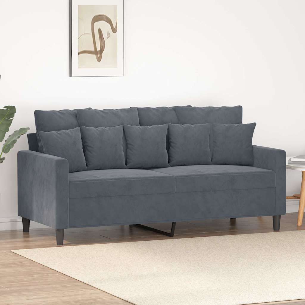 Canapé à 2 places Gris foncé 140 cm Velours - XIOS