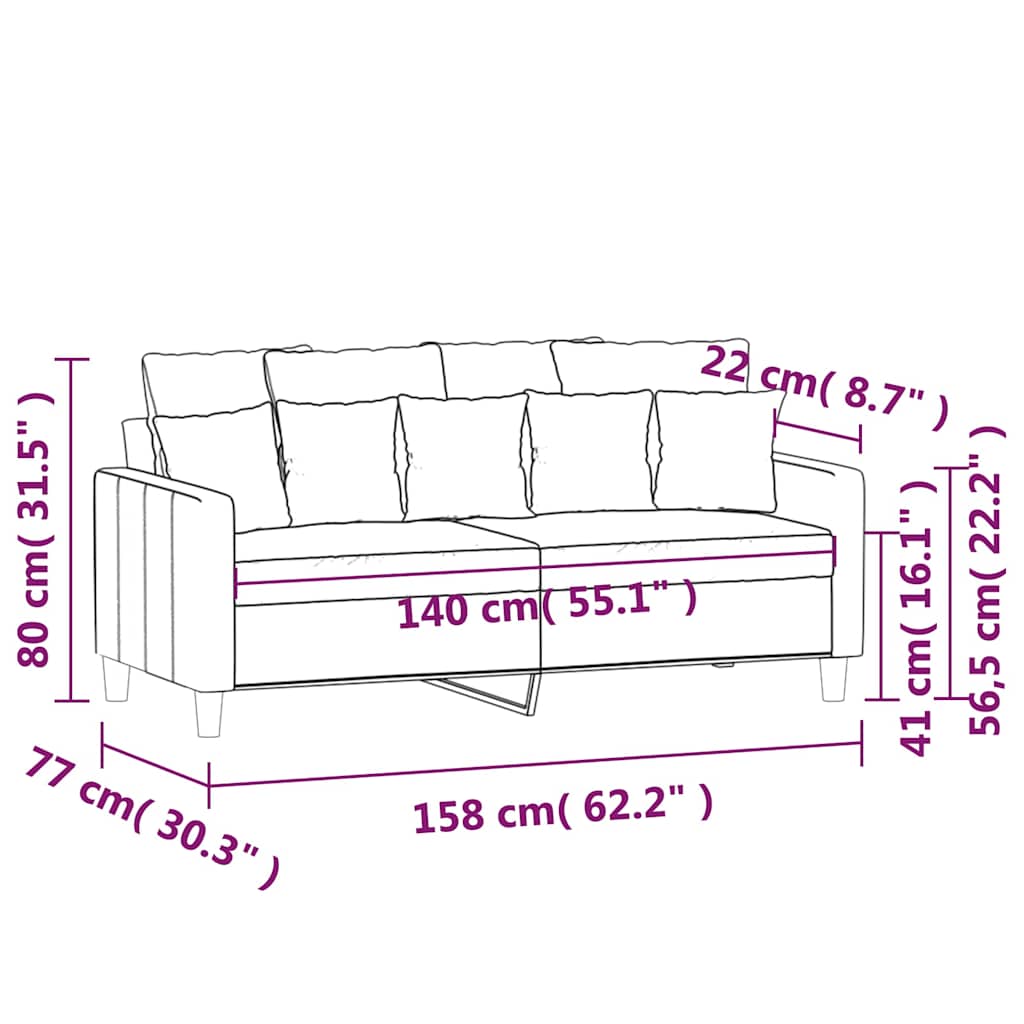 Canapé à 2 places Marron 140 cm Velours - XIOS