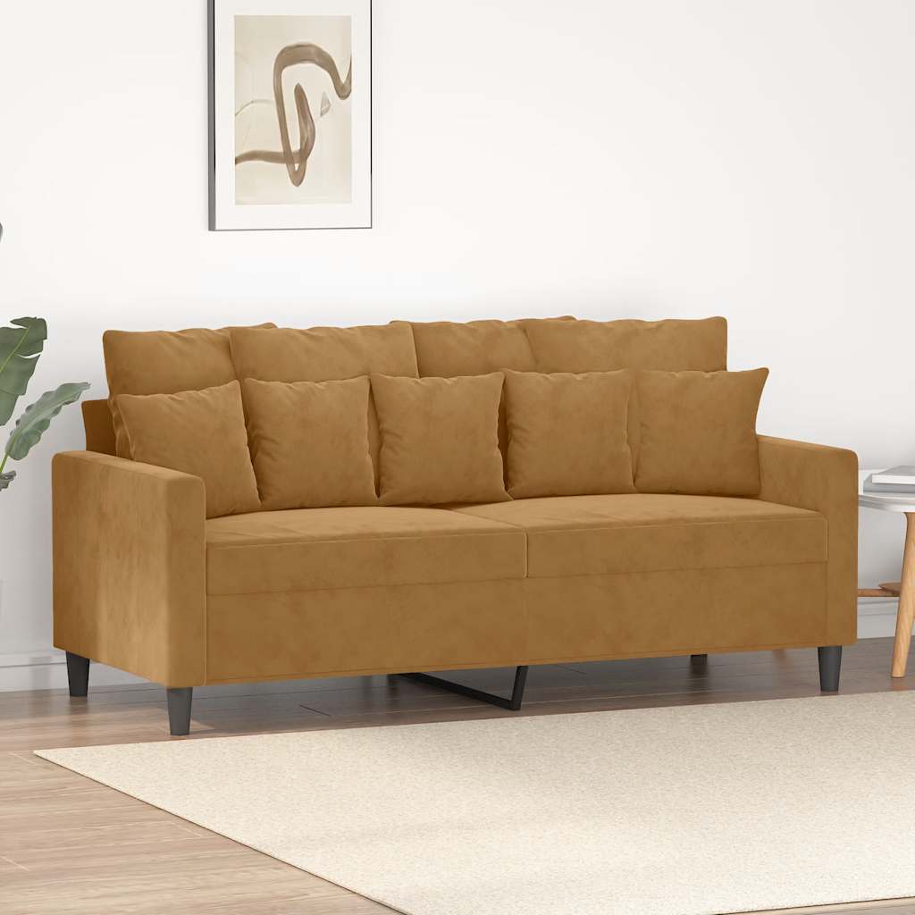 Canapé à 2 places Marron 140 cm Velours - XIOS