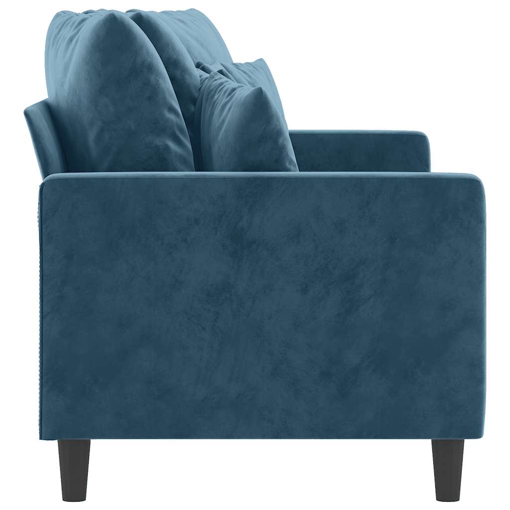 Canapé à 2 places Bleu 140 cm Velours
