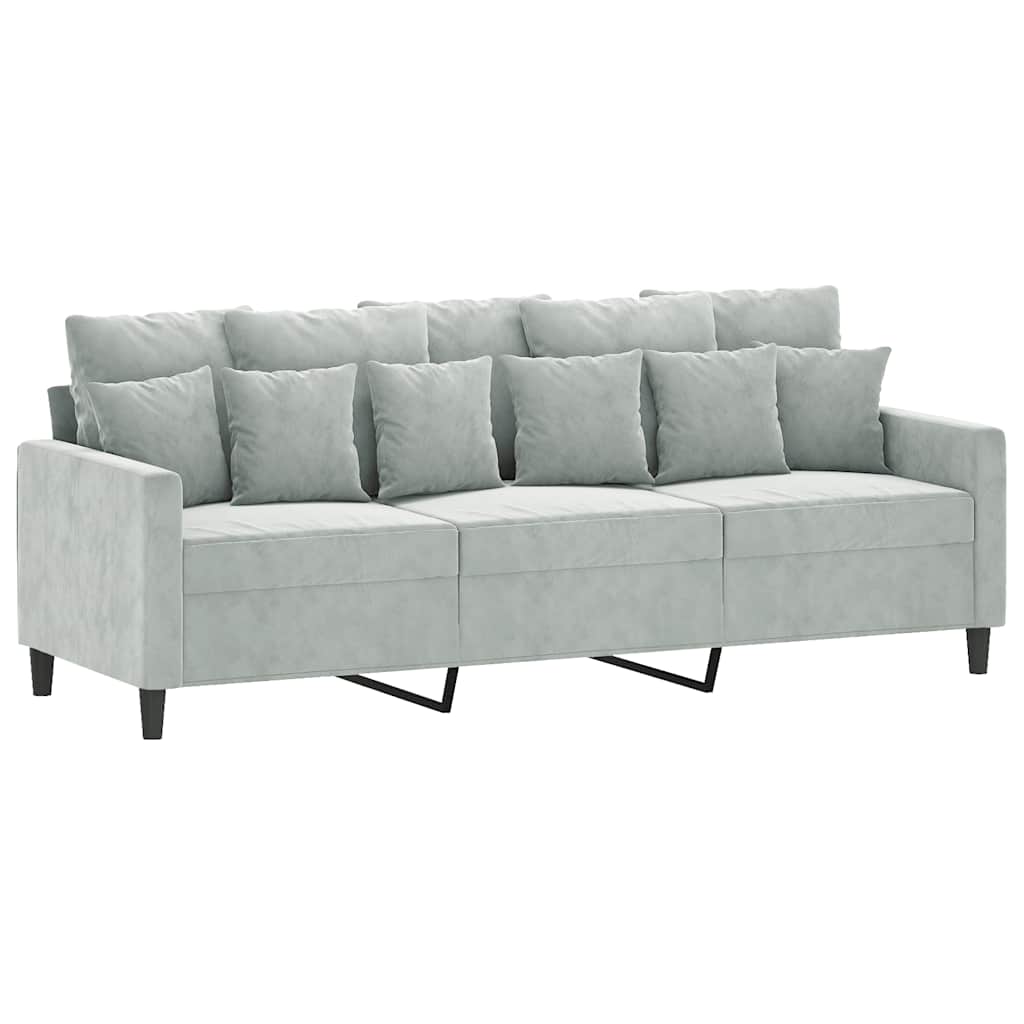 Canapé à 3 places Gris clair 180 cm Velours - XIOS