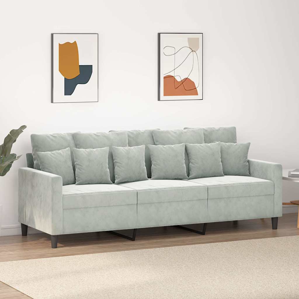 Canapé à 3 places Gris clair 180 cm Velours - XIOS