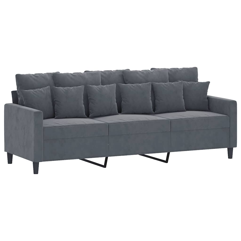 Canapé à 3 places Gris foncé 180 cm Velours - XIOS