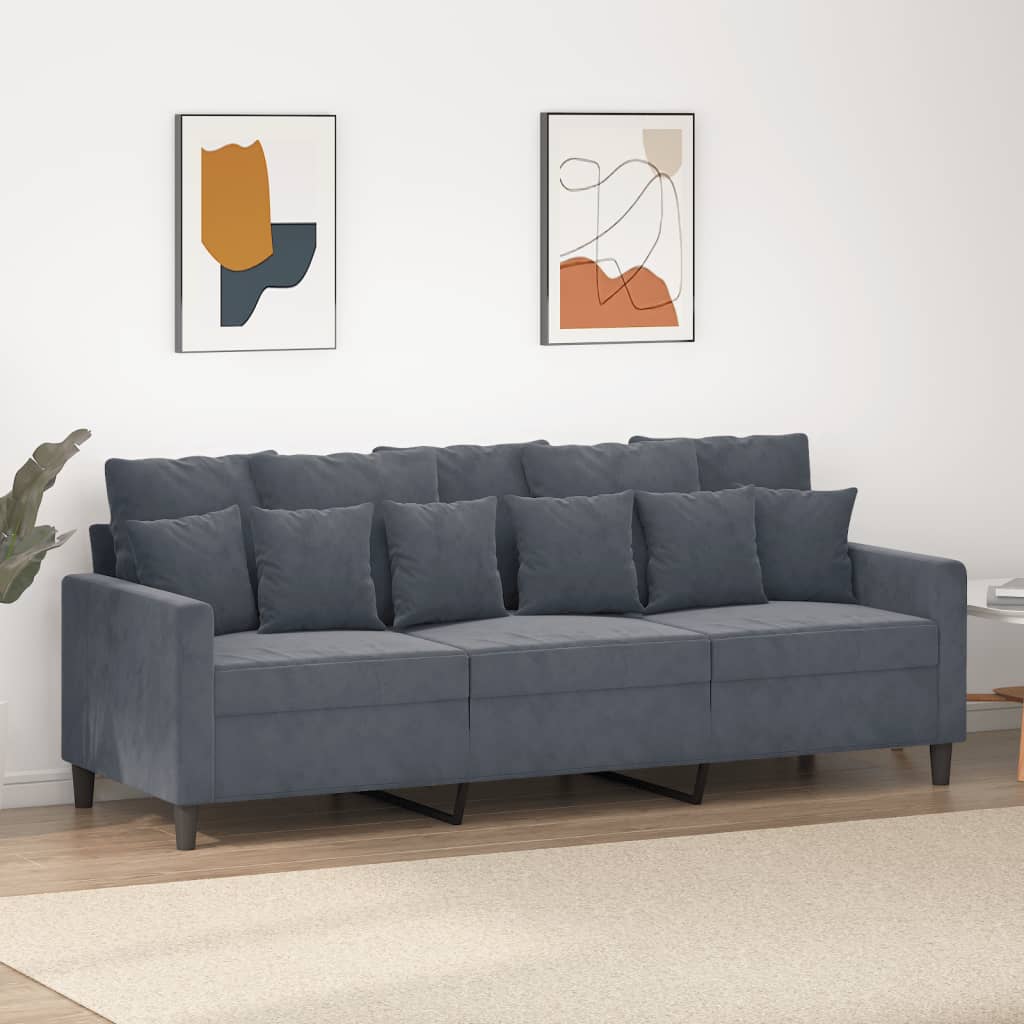 Canapé à 3 places Gris foncé 180 cm Velours - XIOS