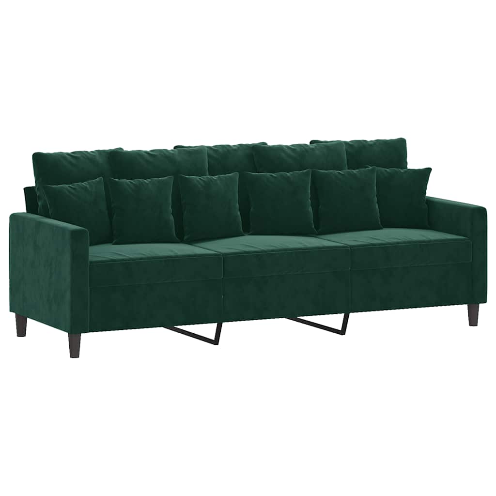 Canapé à 3 places Vert foncé 180 cm Velours - XIOS