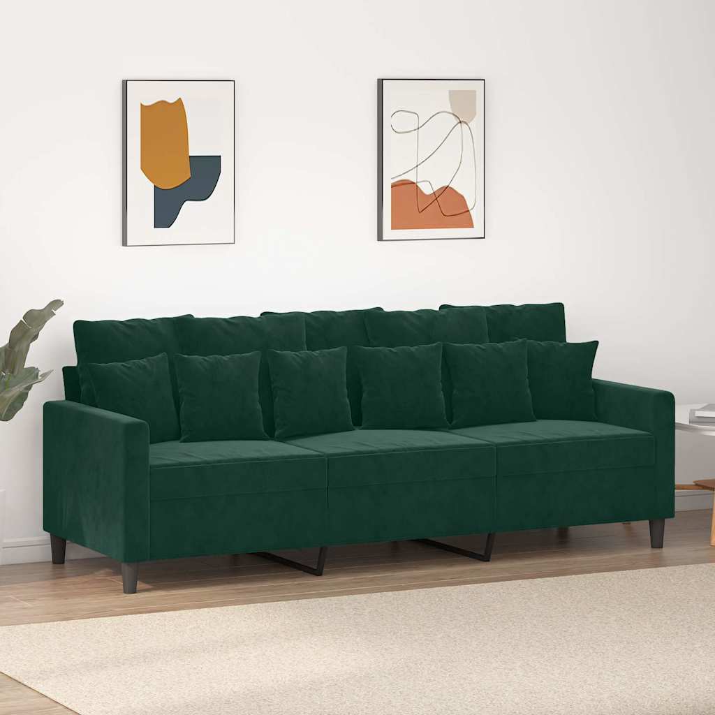 Canapé à 3 places Vert foncé 180 cm Velours - XIOS