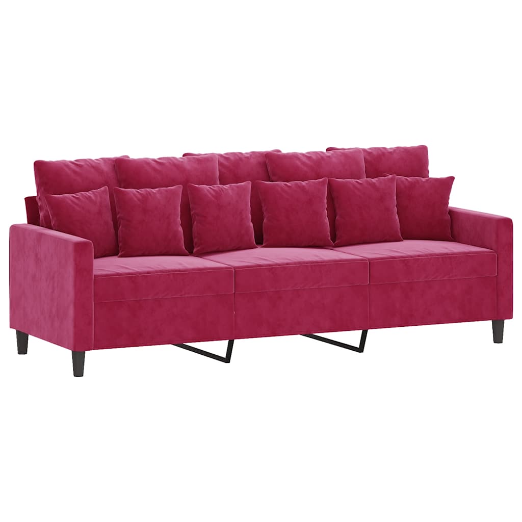 Canapé à 3 places Rouge bordeaux 180 cm Velours - XIOS