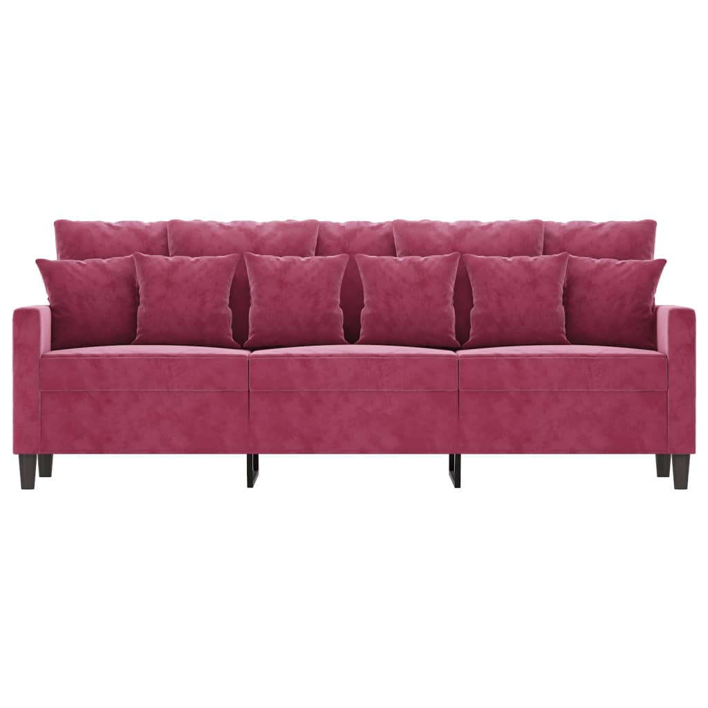 Canapé à 3 places Rouge bordeaux 180 cm Velours - XIOS