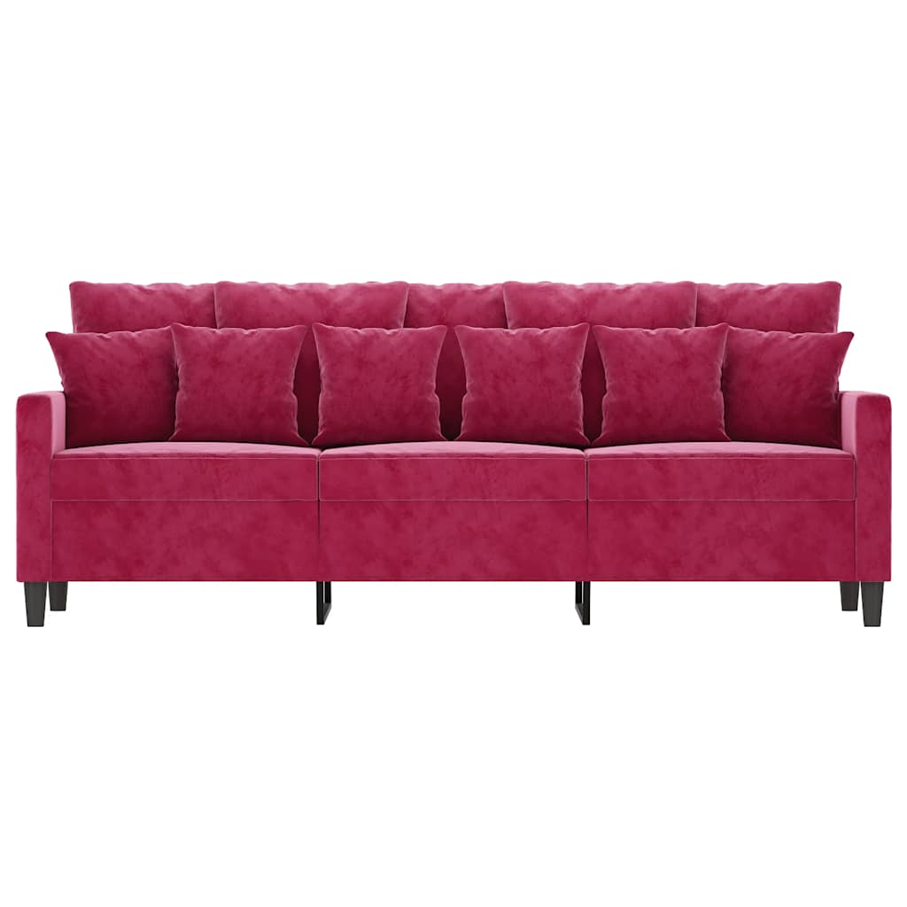 Canapé à 3 places Rouge bordeaux 180 cm Velours - XIOS