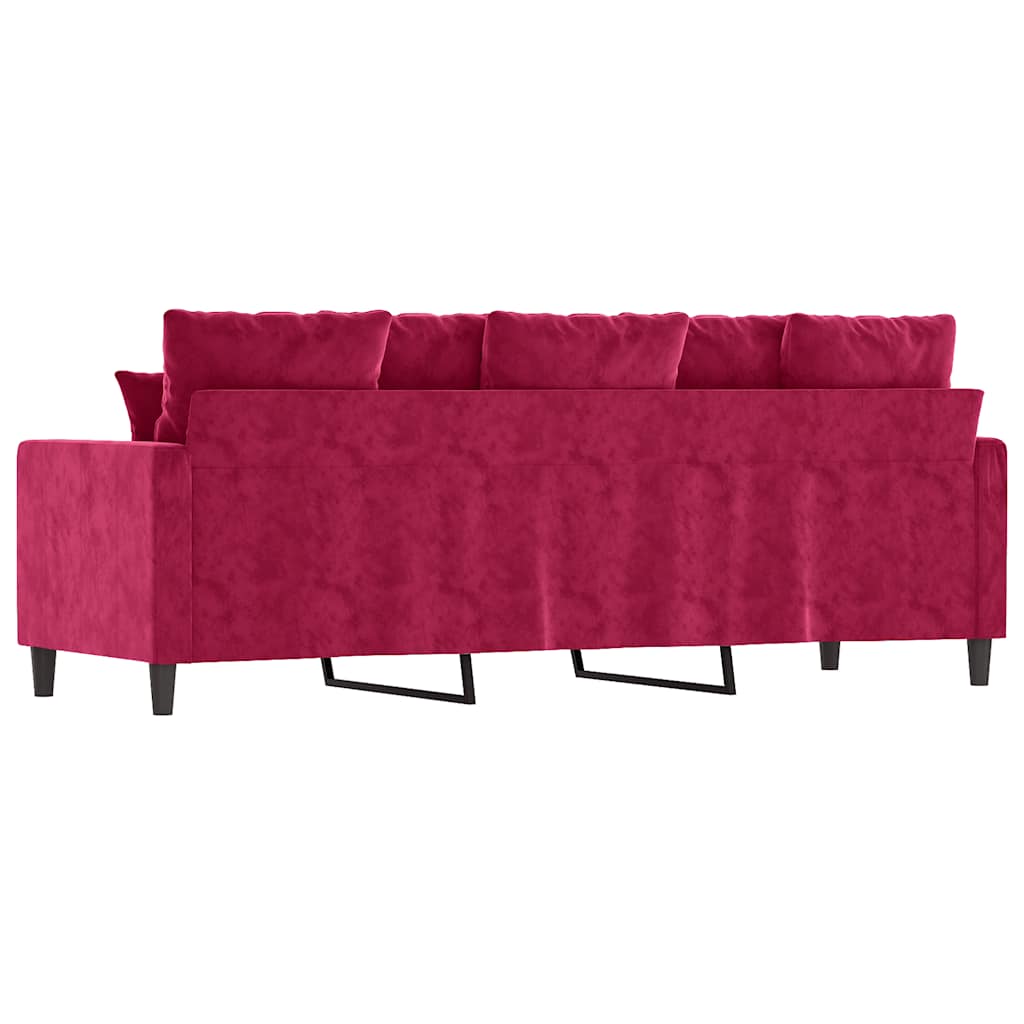 Canapé à 3 places Rouge bordeaux 180 cm Velours - XIOS