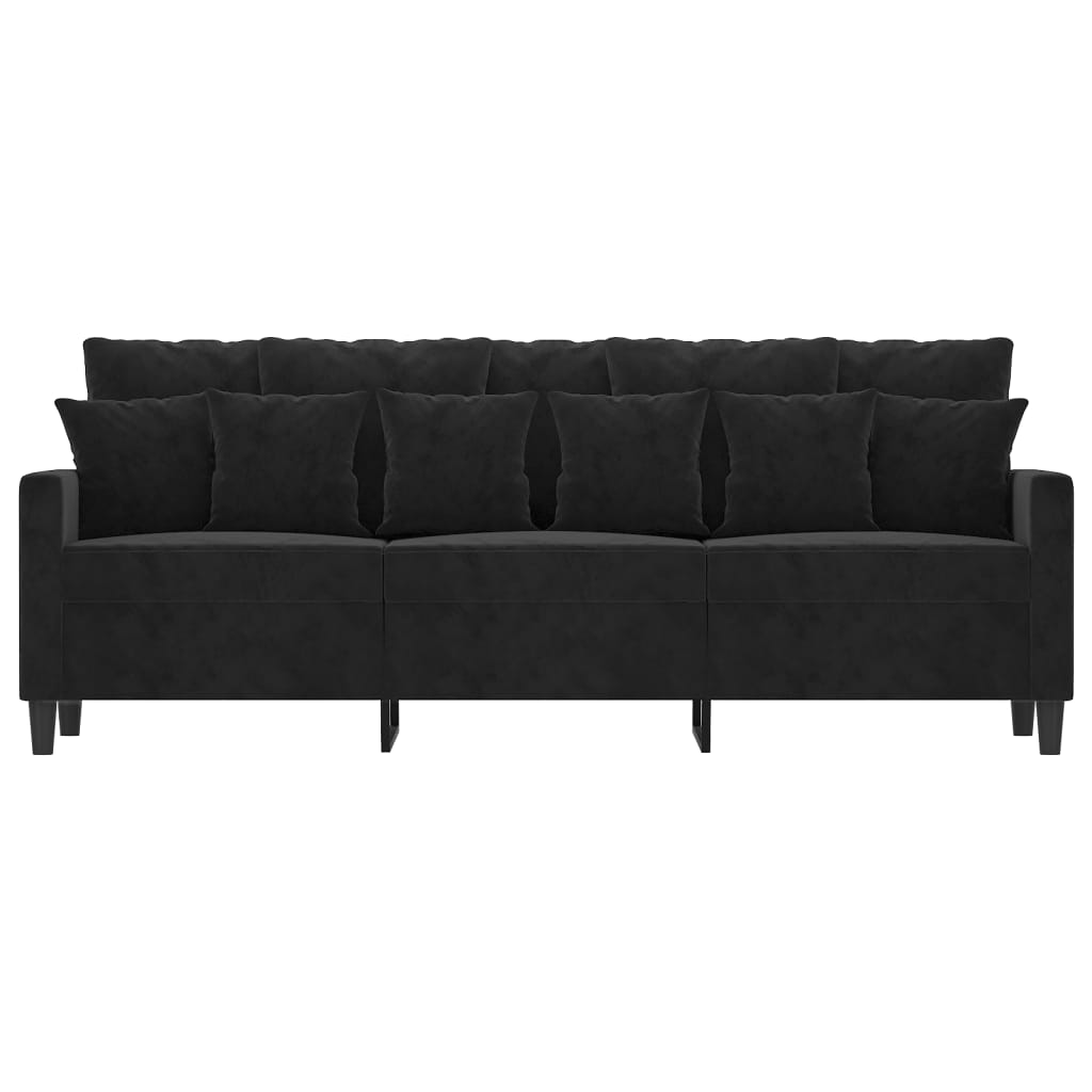 Canapé à 3 places Noir 180 cm Velours - XIOS