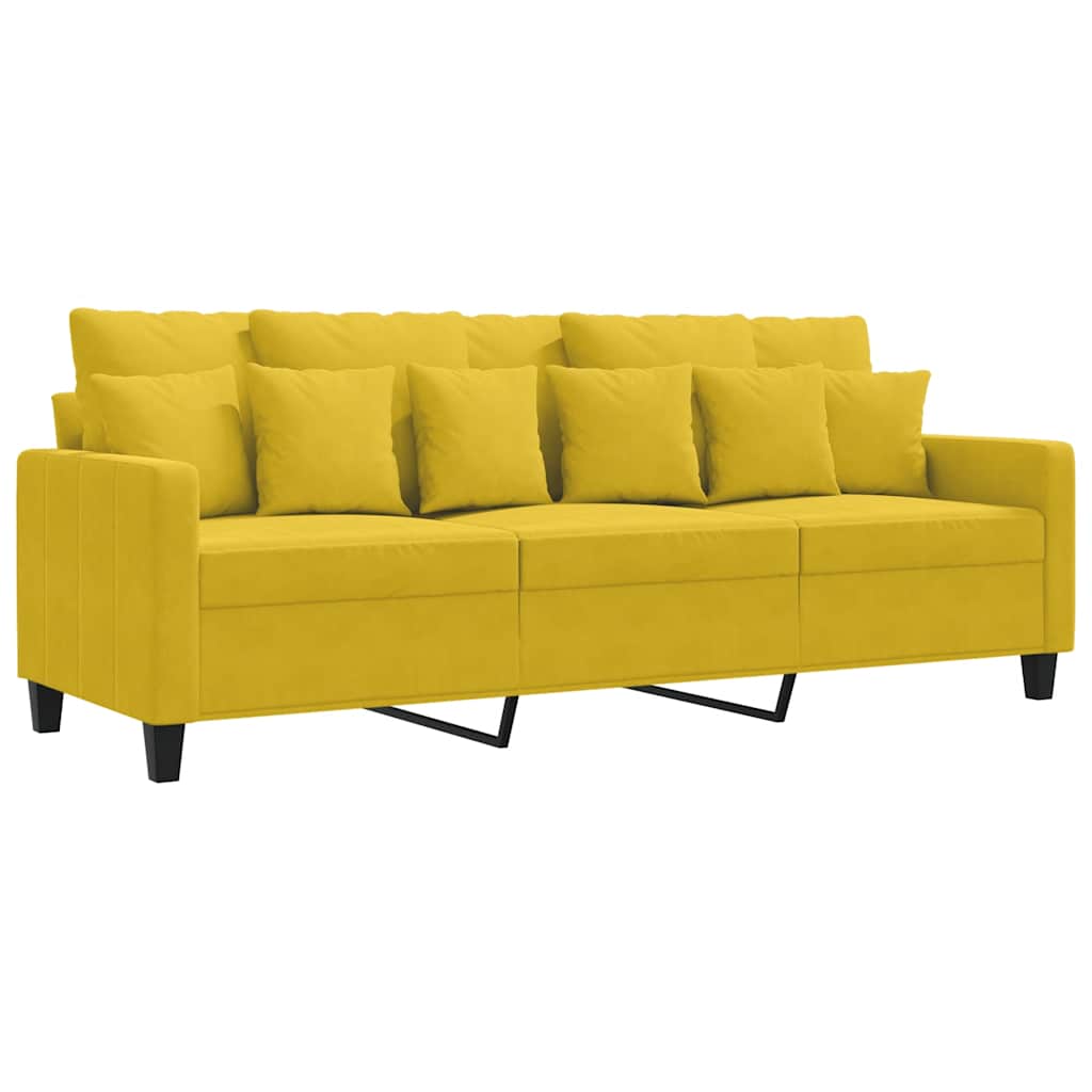 Canapé à 3 places Jaune 180 cm Velours - XIOS