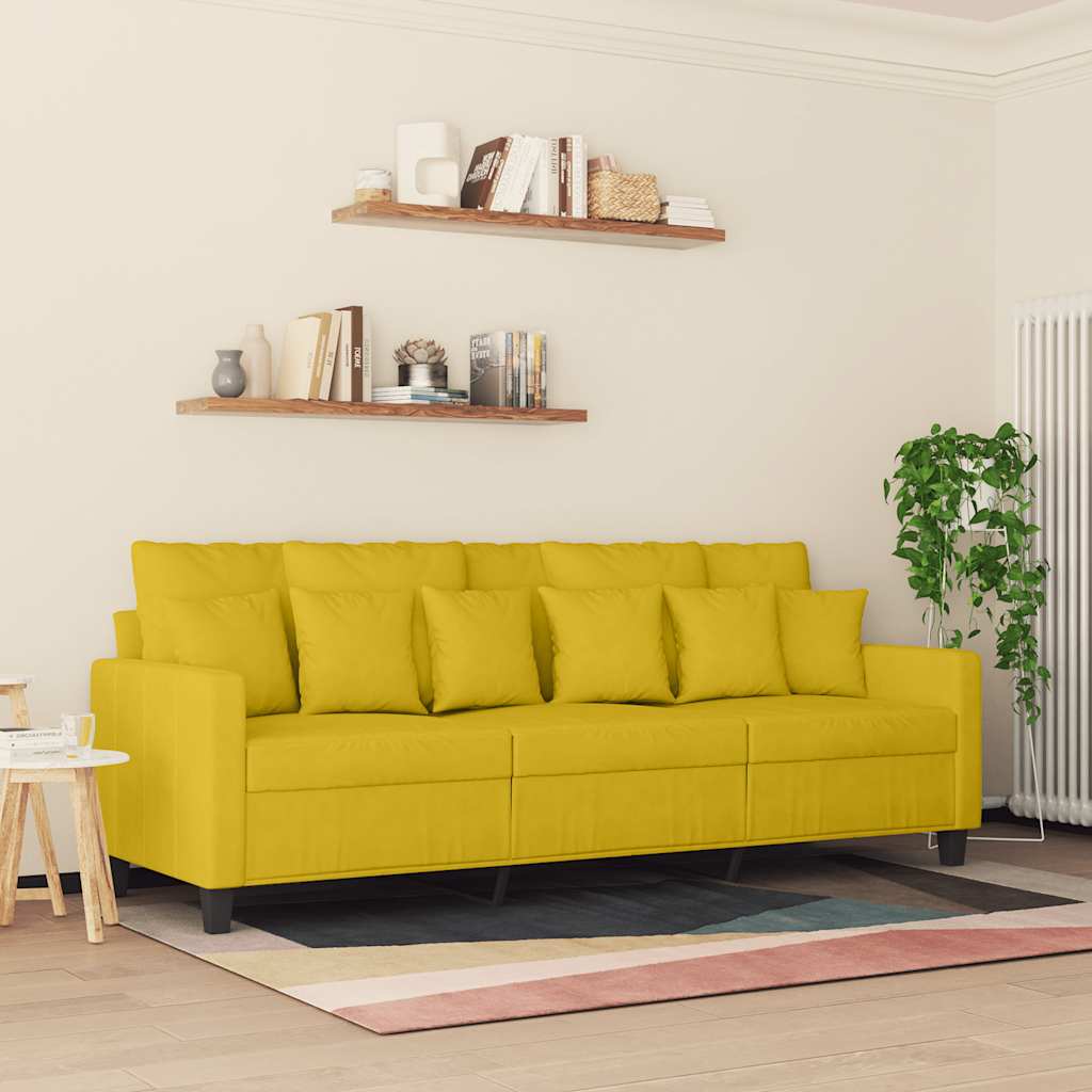 Canapé à 3 places Jaune 180 cm Velours - XIOS