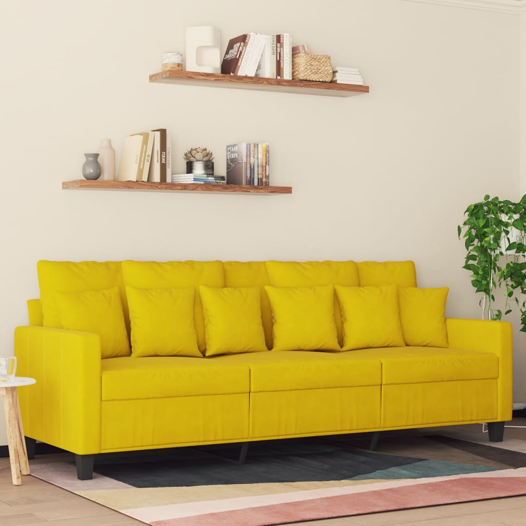 Canapé à 3 places Jaune 180 cm Velours - XIOS
