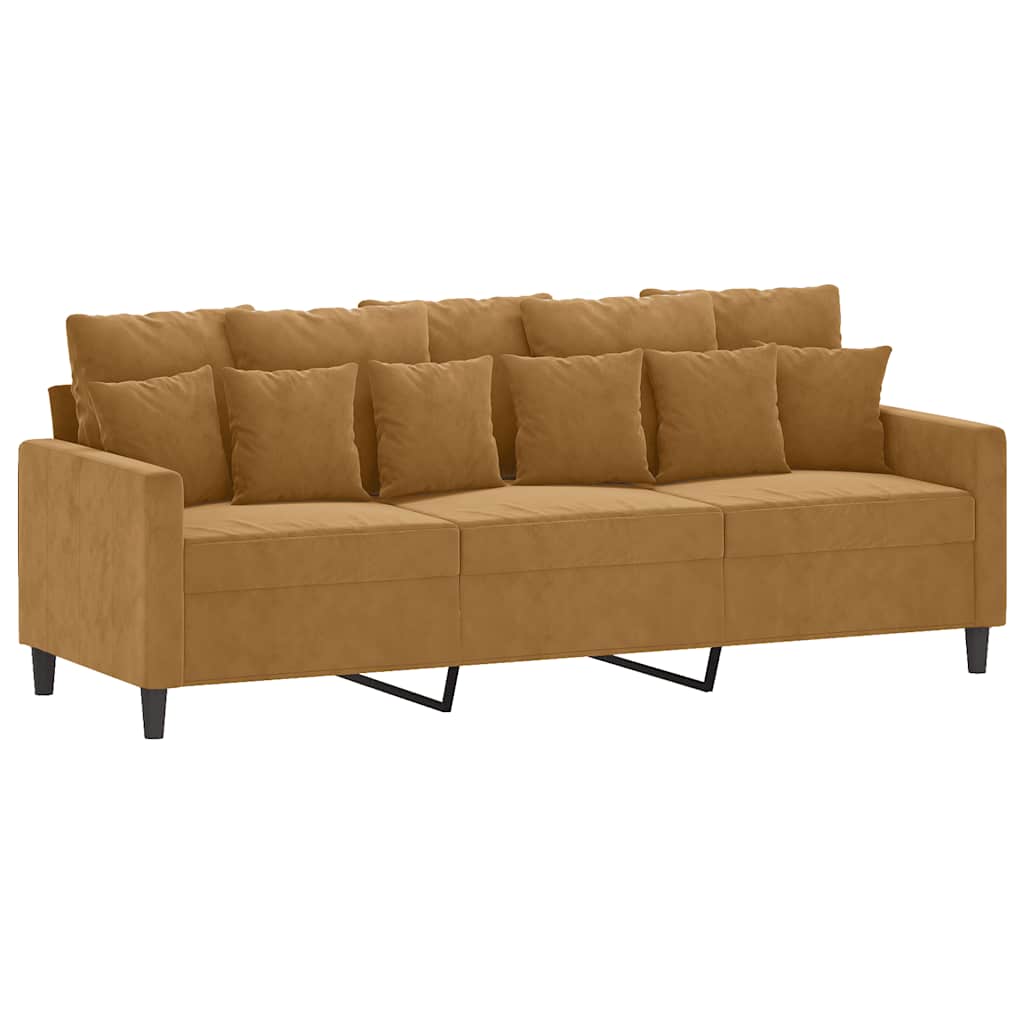 Canapé à 3 places Marron 180 cm Velours - XIOS
