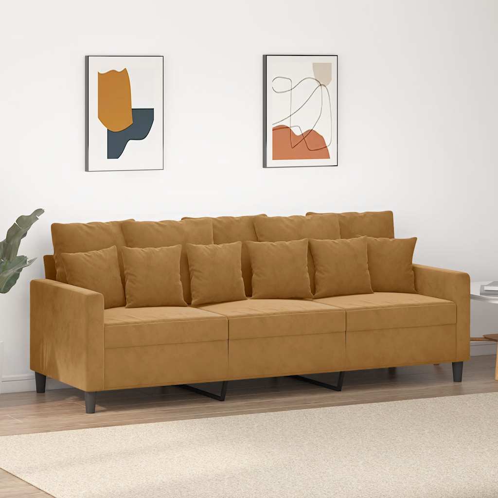 Canapé à 3 places Marron 180 cm Velours - XIOS