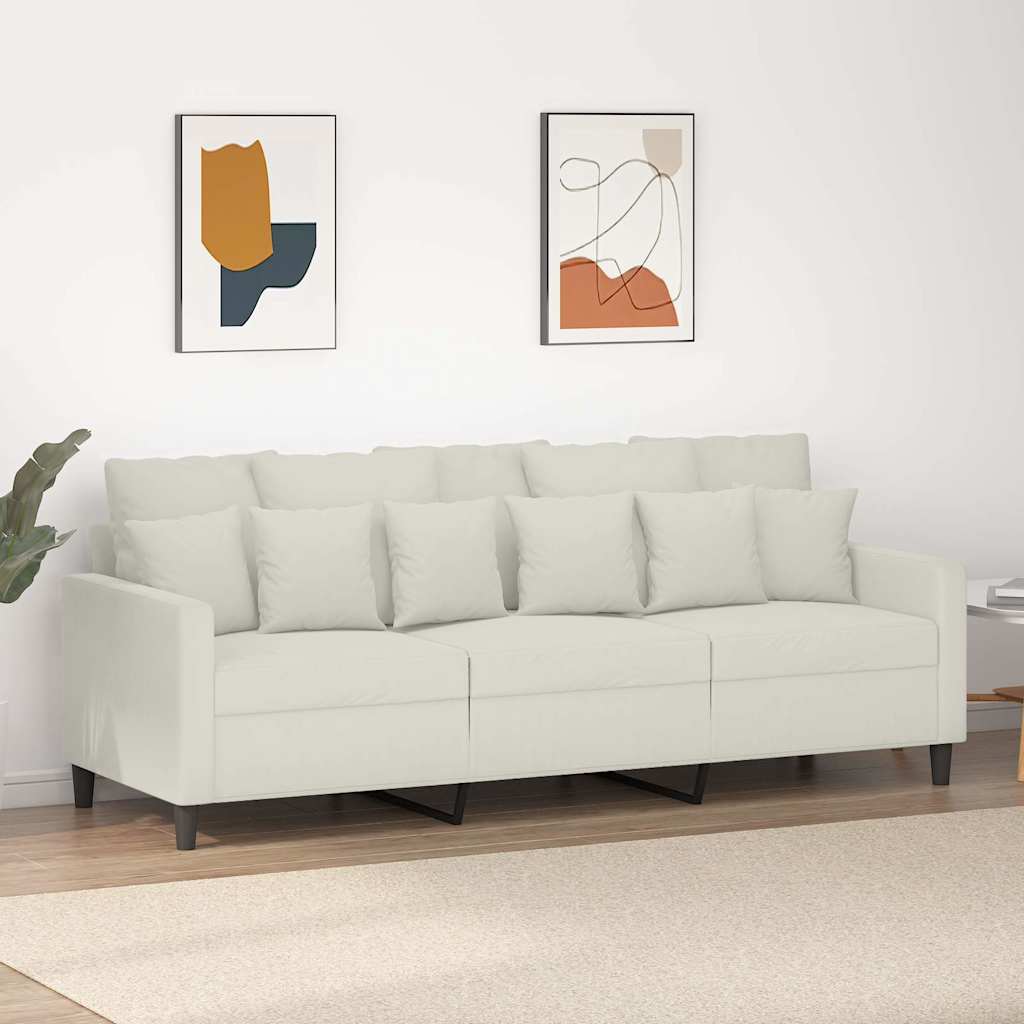 Canapé à 3 places Crème 180 cm Velours - XIOS