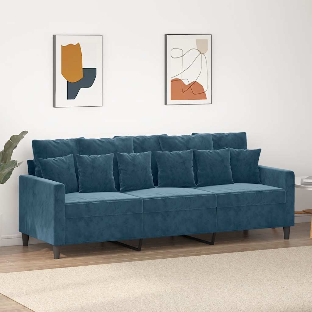 Canapé à 3 places Bleu 180 cm Velours - XIOS