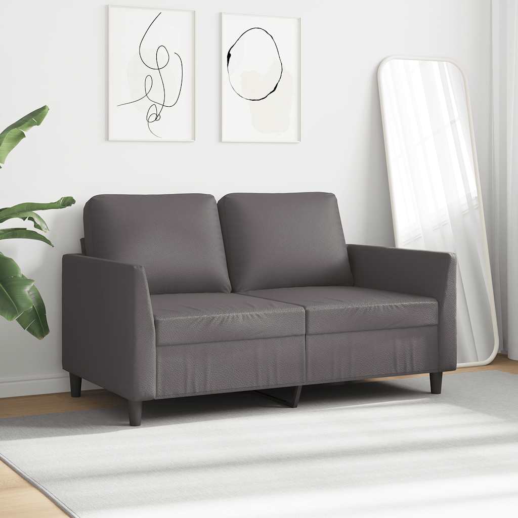 Canapé à 2 places Gris 120 cm Similicuir - XIOS