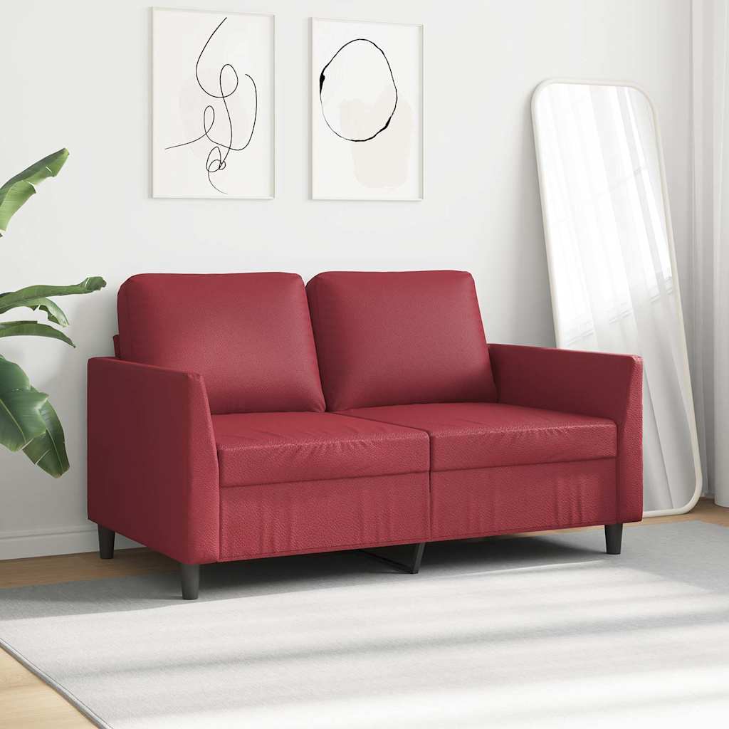 Canapé à 2 places Rouge bordeaux 120 cm Similicuir - XIOS