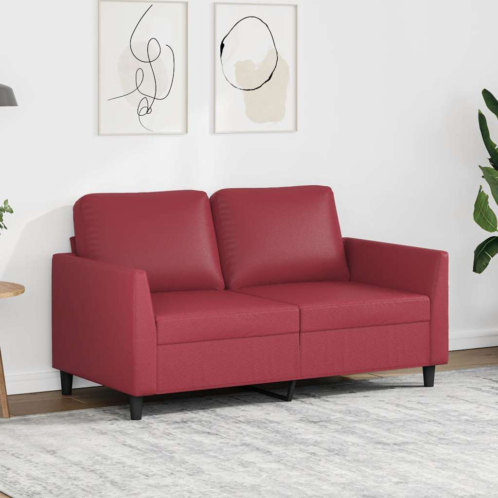 Canapé à 2 places Rouge bordeaux 120 cm Similicuir - XIOS