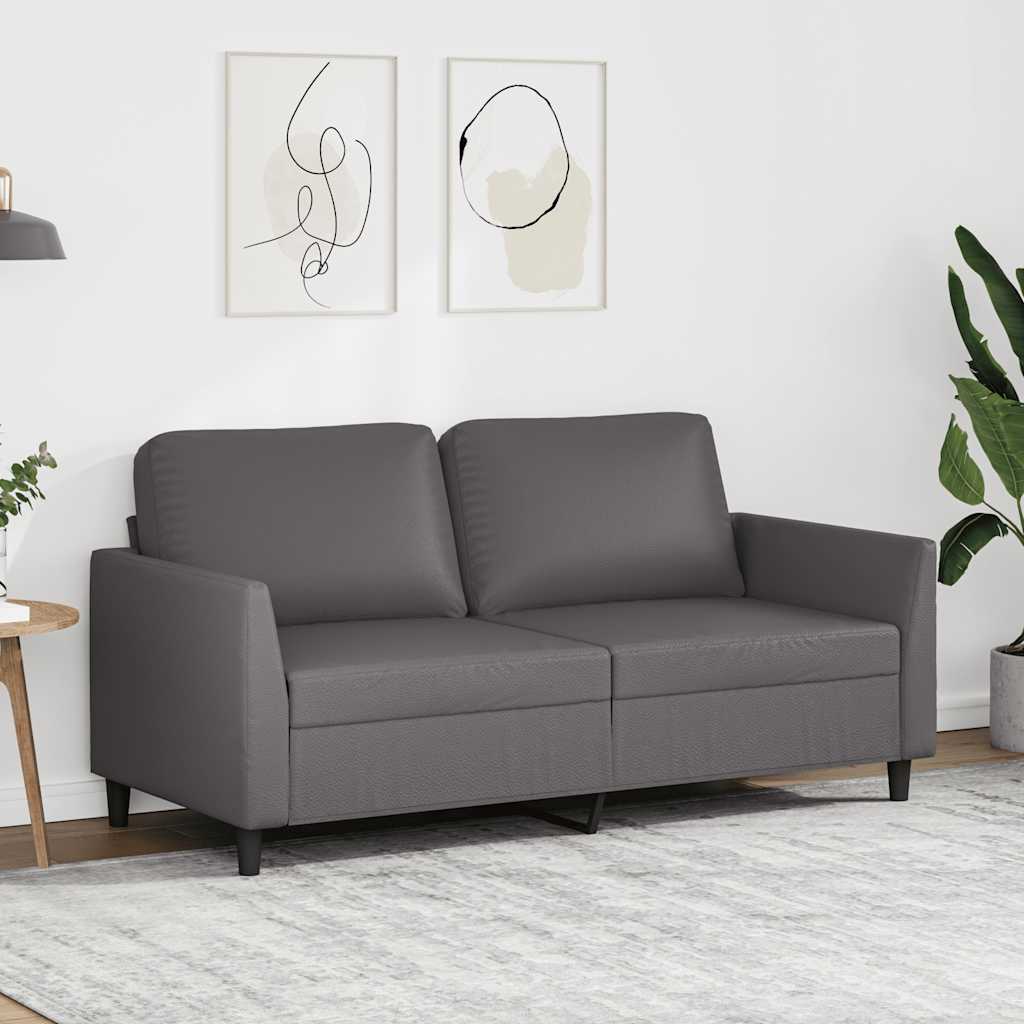 Canapé à 2 places Gris 140 cm Similicuir - XIOS