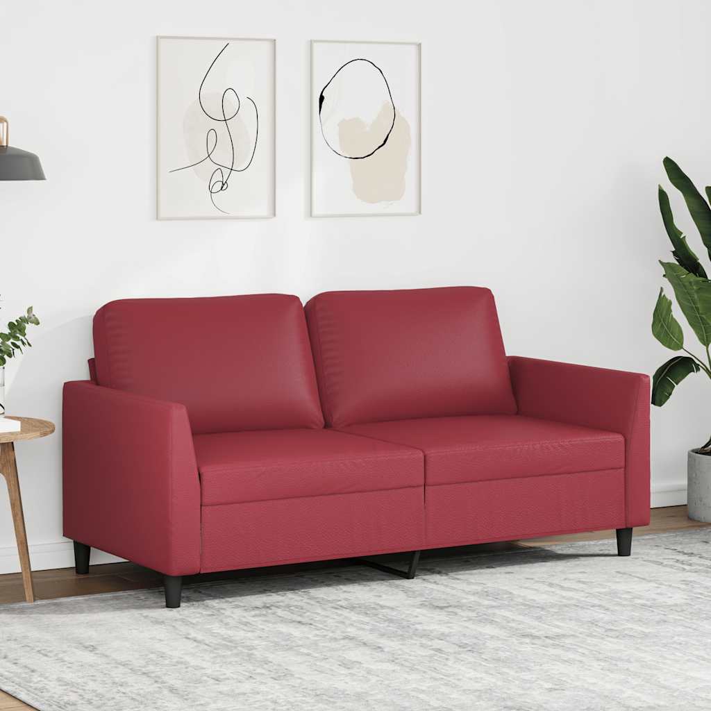 Canapé à 2 places Rouge bordeaux 140 cm Similicuir - XIOS