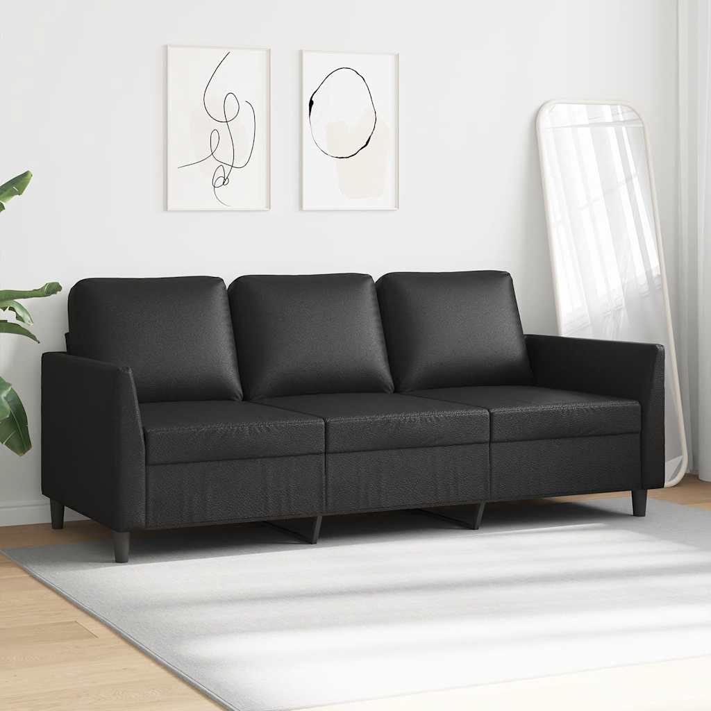 Canapé à 3 places Noir 180 cm Similicuir - XIOS