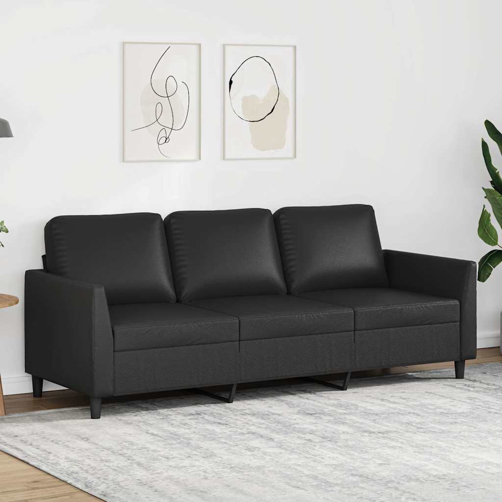 Canapé à 3 places Noir 180 cm Similicuir - XIOS